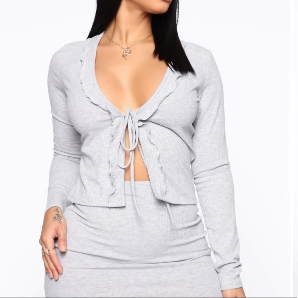 Fashion nova long sleeve shirt cardigan. Heather grey. XL